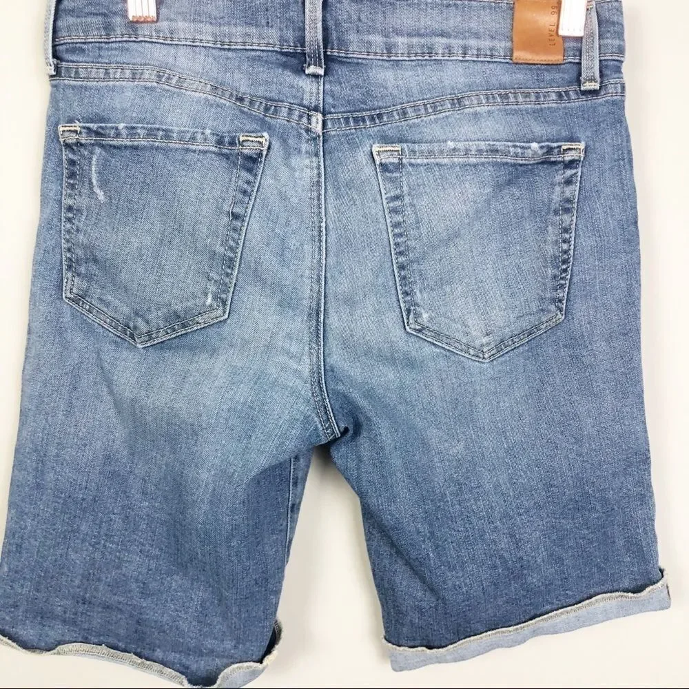 ANTHROPOLOGIE | LEVEL 99 Bermuda Length Denim Jean Shorts Women’s Waist Size 27 - Picture 7 of 9